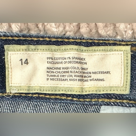 LOFT Low Rise Slim Boot Cut Denim Jeans Long Inseam Distressed Size 14 NWT - Picture 8 of 13